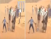 شاهد: كيف انقذ مواطن طفلا من أمام حصان في سباق للخيول بالجوف