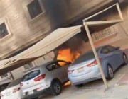بعد احتراق المركبة .. مواطن ينقذ عمارة سكنية من الحريق في الدمام (فيديو)
