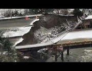 انهيار جسر على طريق بريتيش كولومبيا السريع إثر هطول أمطار غزيرة