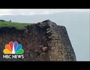 انهيار جدار قلعة تاريخية تعود للقرن العاشر في بيرو نتيجة الأمطار