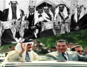 صورتان تاريخيتان للملك عبدالعزيز والملك فهد مع اثنين من حكام مصر توثقان قدم العلاقة بين البلدين