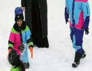 بالصور استمتاع الأسر مع أطفالهم بمدينة الثلج بالرياض