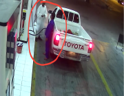 فيديو هروب هايلوكس من محطة وقود وقفز السوداني إلى حوض السيارة