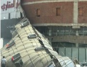 بالصور سقوط واجهة كلادينج لعمارة بالمدينة المنورة