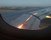 اشتعال النيران في أحد محركات طائرة المنتخب بروسيا (فيديو وصور)
