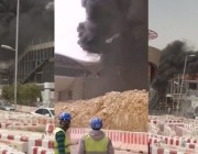 بالفيديو.. الدفاع المدني يخمد حريقا بإحدى محطات قطار الرياض
