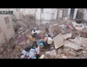 انهيار منازل في مدينة تريم في حضرموت اليمنية بسبب أمطار غزيرة شهدتها أمس