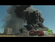 حريق هائل في مصنع الطلاء برفح جنوب غزة