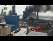 اندلاع حريق هائل في مستودع بمحطة للبتروكيماويات جنوب إيران