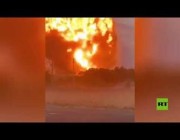 لحظة انفجار هائل في منطقة تاراز في كازاخستان
