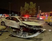 إصابة 7 أشخاص في حـادث تصام وانقلاب مركبة بمكة المكرمة