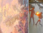 فيديو.. شخص يرمي قنبلة مولوتوف داخل متجر في نيويورك وآخر يتدخل لمنع القنبلة الثانية