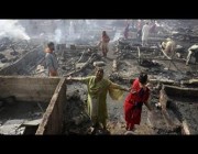حريق يقضي على نحو 100 كوخ في مدينة كراتشي الباكستانية