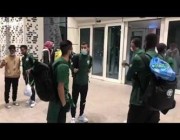 لحظة وصول المنتخب الوطني إلى الرياض