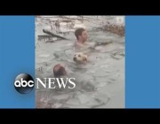 إنقاذ كلب من بحيرة متجمدة في إسبانيا
