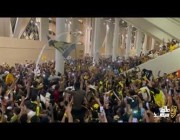 احتفال جماهير الاتحاد بعد الفوز على الاتفاق بثلاثية في الدوري