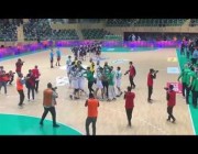 فرحة لاعبي المنتخب السعودي لكرة اليد بالفوز على كوريا الجنوبية