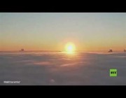 منظر رائع للحظة شروق الشمس من فوق أعلى برج في روسيا