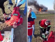 شاهد: الجيش الروسي يقصف سيارة إسعاف ومسعفين أوكرانيين