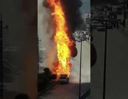 لحظة انفجار شاحنة محملة بالمحروقات في لبنان