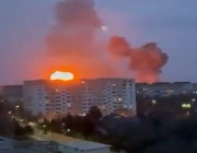 اندلاع حريق بمستودع نفط بمدينة لفيف جراء قصف صاروخي
