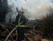 الدفاع المدني يباشر حريقًا في جبل بمركز بللسمر