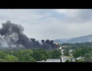 حريق هائل قرب مطار جنيف بسويسرا يتسبب في تعليق رحلات الطيران