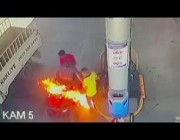 اشتعال النار في رجلين بمحطة وقود في تركيا