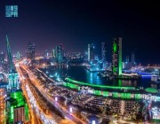 اللون الأخضر يزين برج خليفة ومباني البحرين ويضيء جسر عبدون المعلق بالأردن احتفالا باليوم الوطني