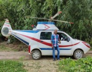 هندي يحوّل سيارته إلى هليكوبتر!