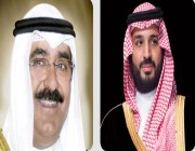 ولي العهد يعزي ولي عهد الكويت في وفاة الشيخ سعود فاضل صباح المحمد الصباح
