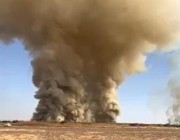 طيران الدفاع المدني يتدخل للسيطرة على حريق في شمال تبوك