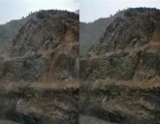جبل عقبة “امحلج” يتعرض للانهيار بفعل الأمطار الغزيرة في عسير