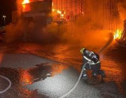 “مدني العاصمة المقدسة” يُسيطر على حريق اندلع في أحد المستودعات