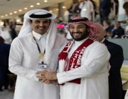 صورة باسمة لولي العهد وأمير قطر في افتتاح بطولة كأس العالم