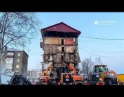 انهيار مبنى بعد انفجـار أسطوانة غاز في إحدى المدن الروسية
