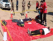 الهلال الأحمر بتبوك ينفذ فرضية حادث مروري بمحافظة حقل
