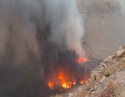 حريق ضخم في وادي نمار بالرياض (فيديو)