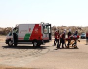 الهلال الأحمر بنجران ينفذ فرضية حادث سير حافلة