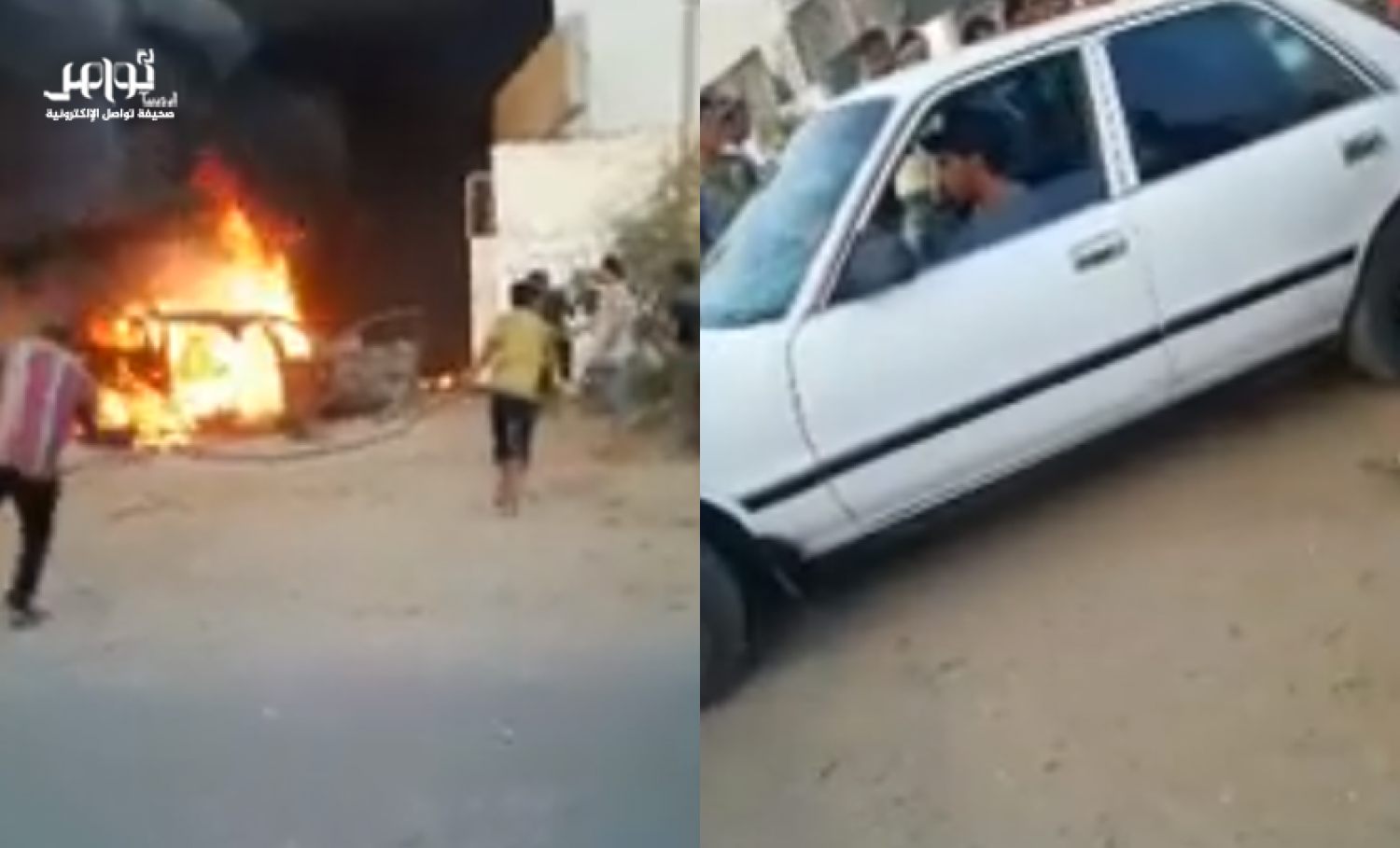 بالفيديو.. مواطن يخاطر بسحب سيارة مشتعلة في أبو عريش