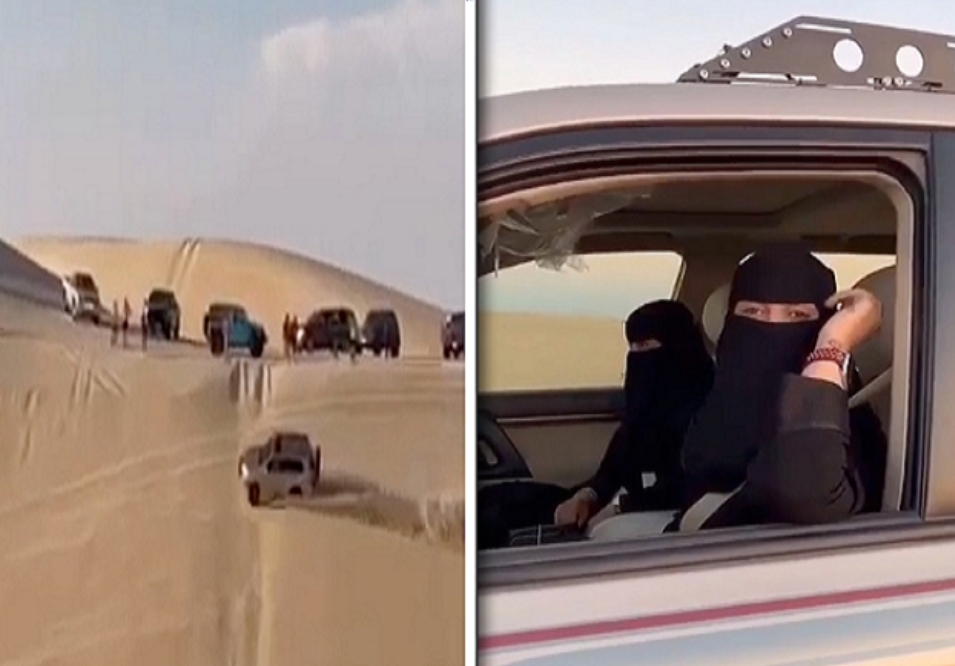 بالفيديو .. مواطنة تمارس هواية التطعيس في الصحراء