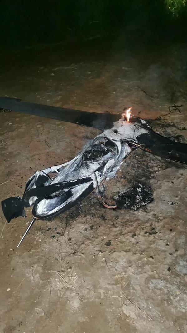 صورة أولية لطائرة مُفخخة دمرها التحالف بعد إطلاقها من الحـوثيين تجاه المملكة