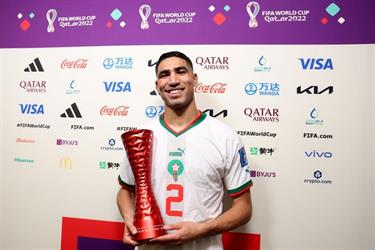 كأس العالم.. أشرف حكيمي رجل مباراة المغرب وكندا