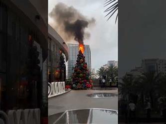 لحظة اشتعال النيران في شجرة لعيد الميلاد بالفلبين