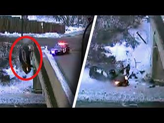 سيارة تسقط من فوق كوبري خلال مطاردة مع الشرطة في مينيسوتا