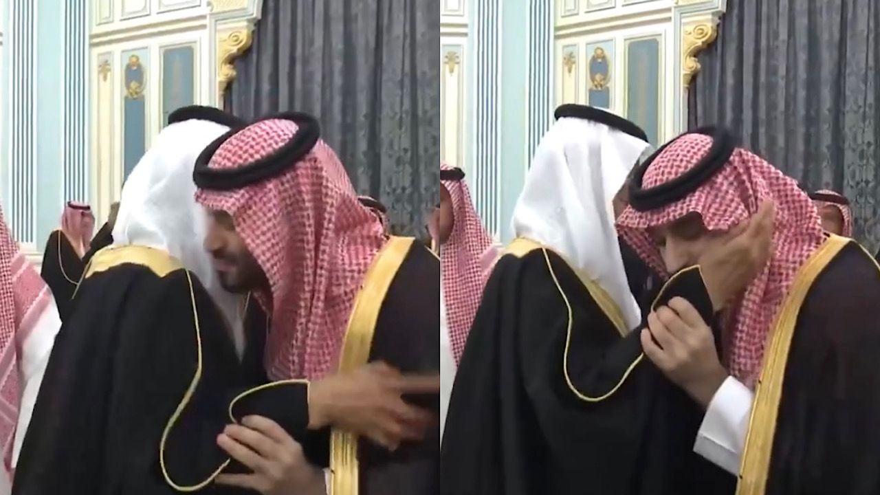 ولي العهد يقبل يد أخيه الأمير عبدالعزيز ويستقبله بالأحضان .. فيديو