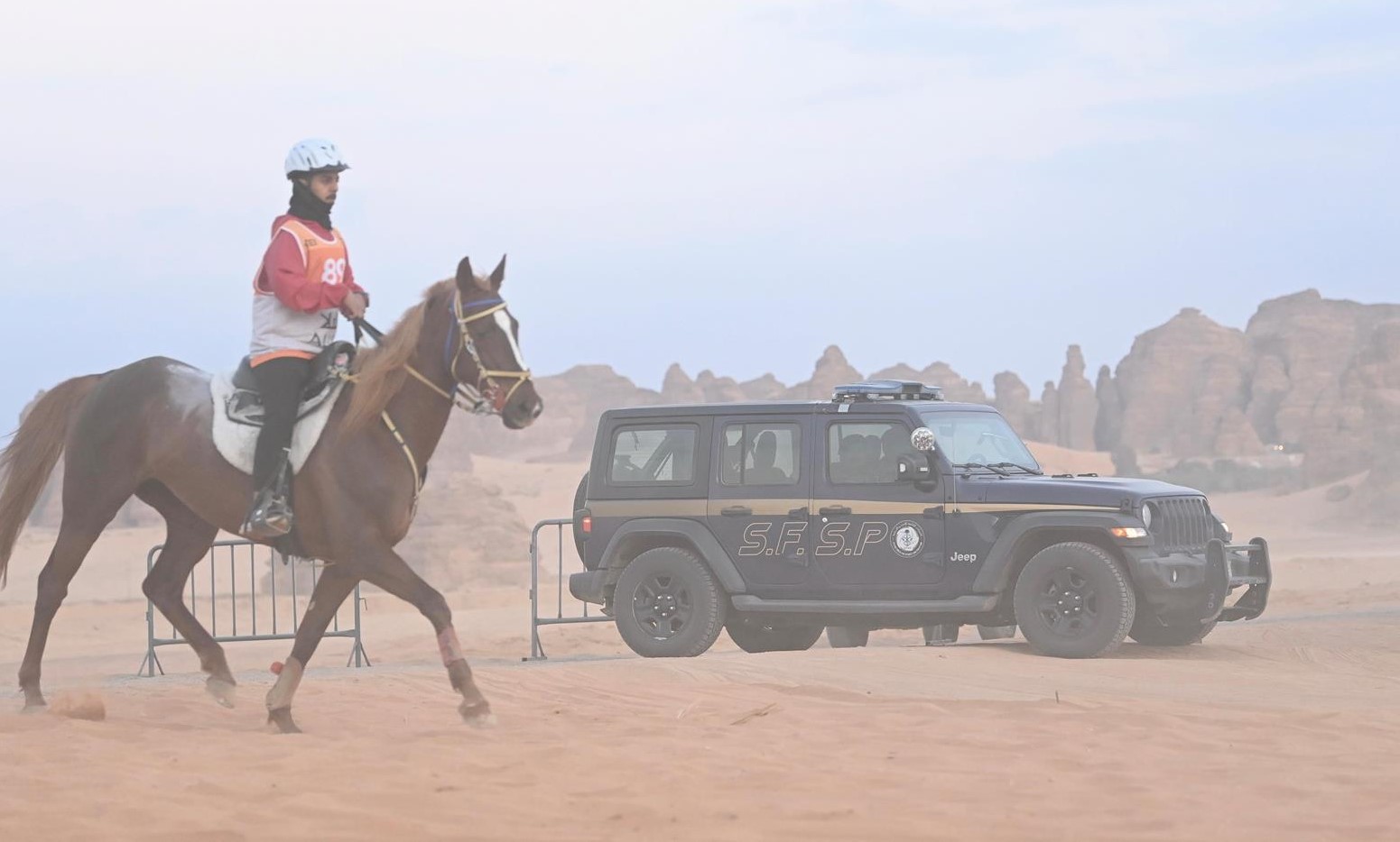 القوات الخاصة للأمن والحماية تنفذ مهامها في بطولة كأس الفرسان للقدرة والتحمل في العُلا